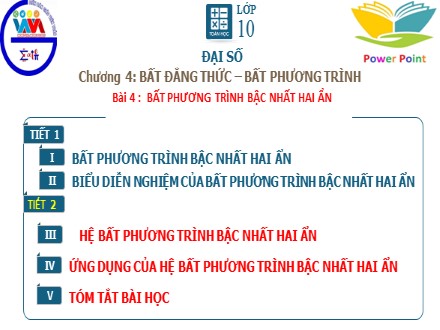 Bài giảng môn Toán Lớp 10 - Chương 4: Bất đẳng thức - Bất phương trình, Bài 4: Bất phương trình bậc nhất hai ẩn (Tiết 1)