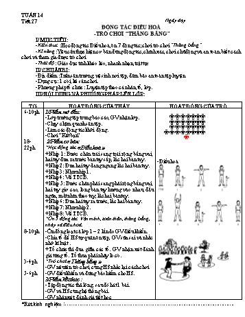 Giáo án môn Thể dục Lớp 5 - Tiết 27: Động tác điều hoà -trò chơi “thăng bằng”