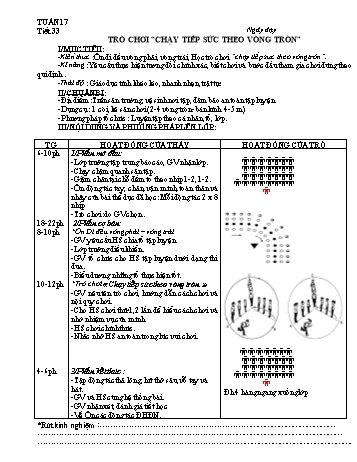 Giáo án môn Thể dục Lớp 5 - Tiết 33: Trò chơi Chạy tiếp sức theo vòng tròn