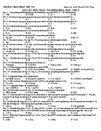 160 Câu hỏi trắc nghiệm Hóa học THCS