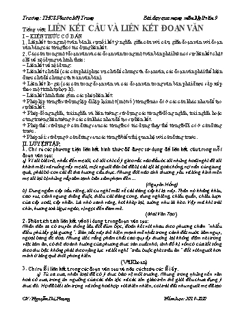 Bài dạy qua mạng môn Ngữ văn 9 - Bài: Liên kết câu và liên kết đoạn văn - Trường THCS Phước Mỹ Trung