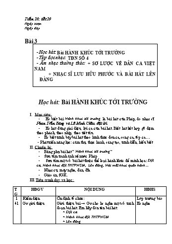 Bài giảng môn Âm nhạc 6 - Bài 3: Học hát Bài hành khúc tới trường, Tập đọc nhạc: TĐN số 4