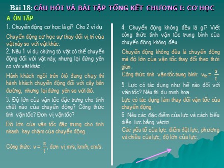 Bài giảng Vật Lí 8 - Bài 18: Câu hỏi và bài tập tổng kết Chương 1