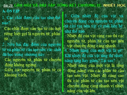 Bài giảng Vật Lí 8 - Bài 29: Câu hỏi và bài tập tổng kết Chương 2