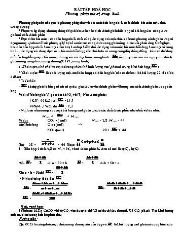 Bài tập hoá học Phương pháp giá trị trung bình