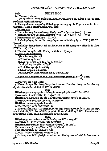 Bồi dưỡng môn Vật lý bậc THCS - Phần nhiệt học