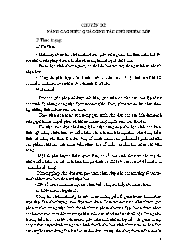 Chuyên đề Nâng cao hiệu quả công tác chủ nhiệm lớp