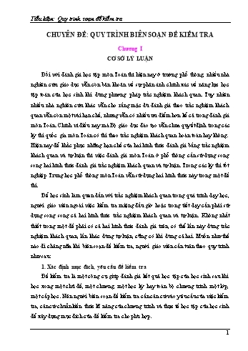 Chuyên đề: Quy trình biên soạn đề kiểm tra