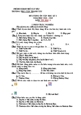 Đề cương ôn tập học kỳ 1 môn Tin học 6 - Năm học 2018-2019