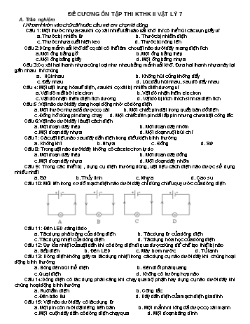 Đề cương ôn tập thi KTHK II  Vật lý 7