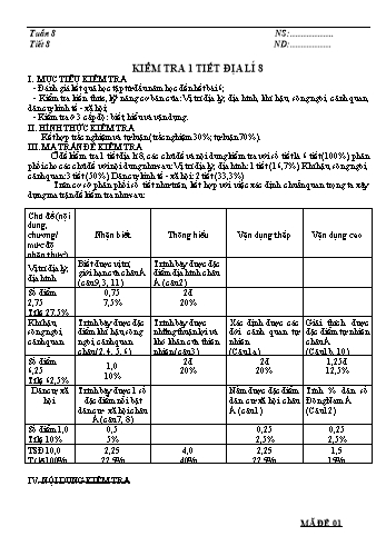 Đề kiểm tra 1 tiết môn Địa lý 8 (Có đáp án)