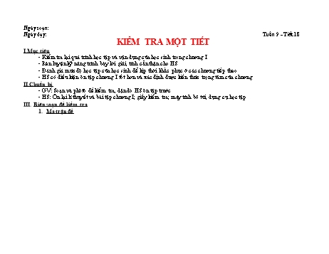 Đề kiểm tra giữa học kì 1 môn Toán hình Lớp 9 - Trường THCS Nhuận Phú Tân