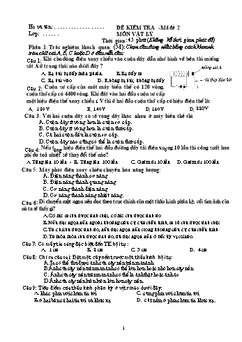 Đề kiểm tra môn Vật lý 9 học kì 2 (Đề 2)