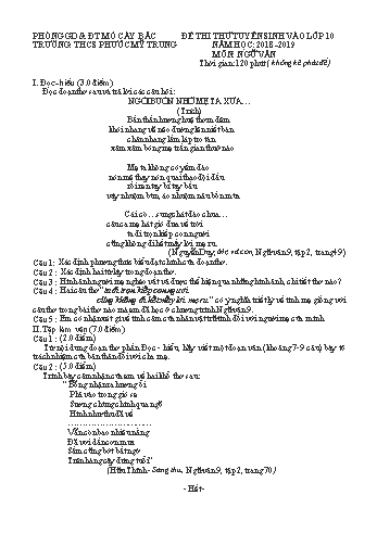Đề thi thử tuyển sinh vào lớp 10 môn Ngữ văn - Năm học 2018-2019  - Trường THCS Phước Mỹ Trung