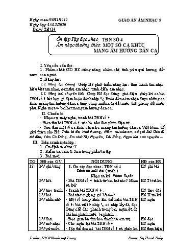 Giáo án Âm nhạc 9 - Bài: Ôn tập Tập đọc nhạc: TĐN Số 4, Âm nhạc thường thức