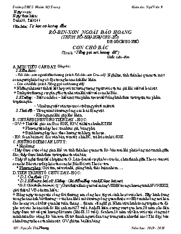 Giáo án Môn Ngữ văn 9 - Bài Văn bản: Tự học có hướng dẫn - Rô- bin- xơn ngoài đảo hoang (trích Rô-bin-xơn Cru-xô) - Trường THCS Phước Mỹ Trung