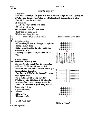 Giáo án môn Thể dục Lớp 1 - Tiết 17: Sơ kết học kỳ I
