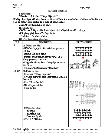 Giáo án môn Thể dục Lớp 1 - Tiết 18: Sơ kết học kỳ