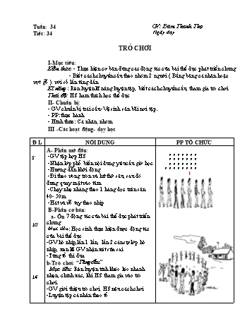 Giáo án môn Thể dục Lớp 1 - Tiết 34: Trò chơi