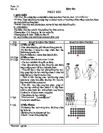 Giáo án môn Thể dục Lớp 3 - Tiết 41: Nhảy dây