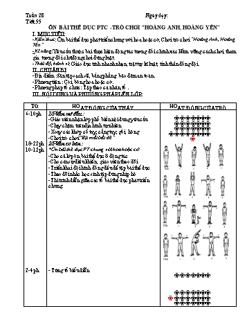 Giáo án môn Thể dục Lớp 3 - Tiết 55: Ôn bài thể dục PTC - Trò chơi hoàng anh, hoàng yến