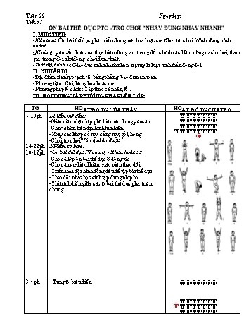 Giáo án môn Thể dục Lớp 3 - Tiết 57: Ôn bài thể dục ptc -trò chơi nhảy đúng nhảy nhanh