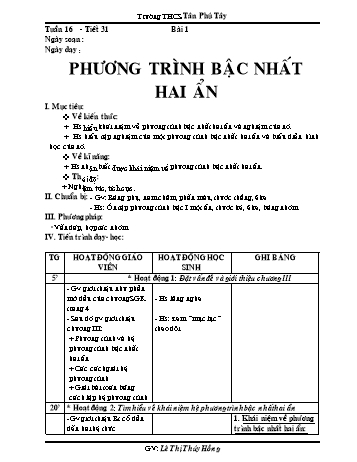 Giáo án Toán 9 - Bài 1: Phương trình bậc nhất hai ẩn