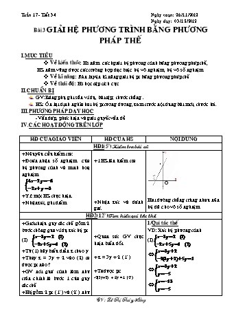 Giáo án Toán 9 - Bài 3:Giải hệ phương trình bằng phương pháp thế