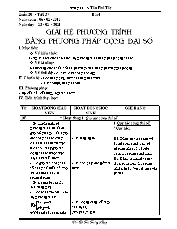 Giáo án Toán 9 - Bài 4: Giải hệ phương trình bằng phương pháp cộng đại số