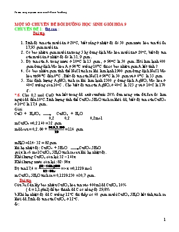 Một số Chuyên đề bồi dưỡng học sinh giỏi Hóa học 9