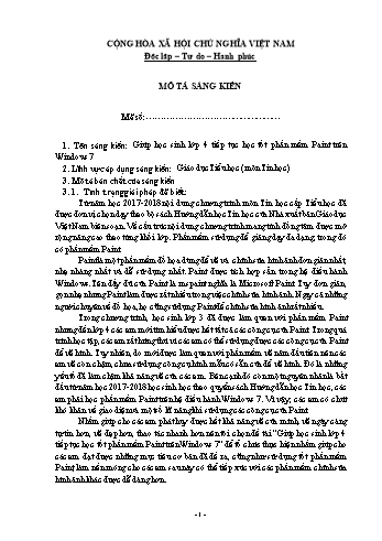 Sáng kiến kinh nghiệm Giúp học sinh lớp 4 tiếp tục học tốt phần mềm Paint trên Windows 7