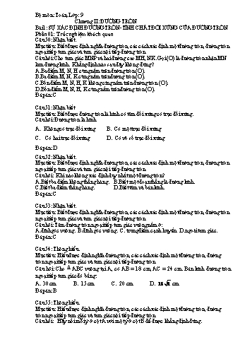 Thư viện câu hỏi môn Toán Hình 9 - Chương 2 - Trường THCS Nhuận Phú Tân (Có đáp án)