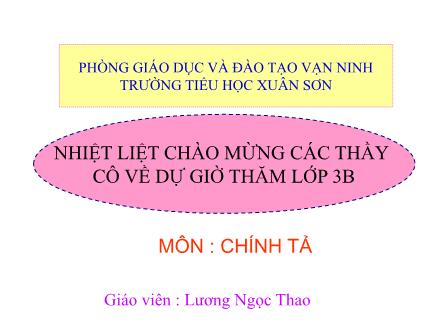 Bài giảng Chính tả Lớp 3 - Tiết 8: Ông ngoại - Lương Ngọc Thao