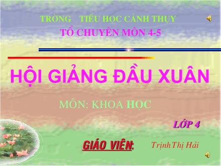 Bài giảng Khoa học Lớp 4 - Tiết 41: Âm thanh trong cuộc sống - Trịnh Thị Hải