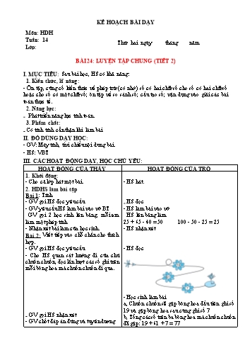 Giáo án Buổi 2 môn Toán Lớp 2 - Sách Kết nối tri thức - Tuần 14