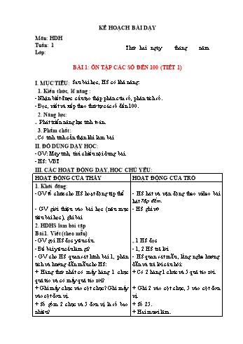 Giáo án Buổi 2 môn Toán Lớp 2 - Sách Kết nối tri thức - Tuần 1