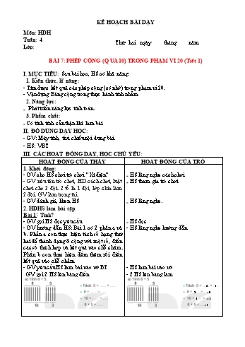 Giáo án Buổi 2 môn Toán Lớp 2 - Sách Kết nối tri thức - Tuần 4