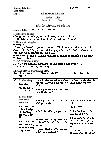 Giáo án Toán Lớp 2 - Sách Cánh diều - Tuần 1