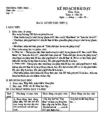 Giáo án Toán Lớp 2 - Sách Cánh diều - Tuần 4