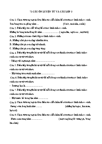71 Câu ôn Luyện từ và câu Lớp 3