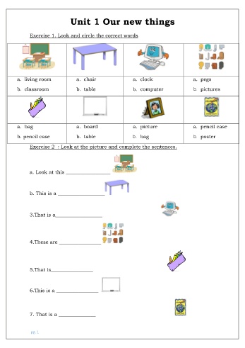 Bài tập ôn hè môn Tiếng Anh Lớp 2 - Unit 1: Our new things