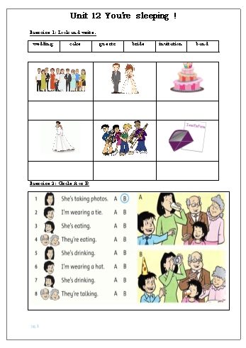 Bài tập ôn hè môn Tiếng Anh Lớp 2 - Unit 12: Youre sleeping!