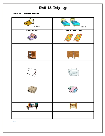 Bài tập Tiếng Anh Lớp 1 - Unit 13: Tidy up