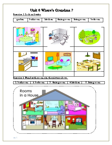 Bài tập Tiếng Anh Lớp 1 - Unit 8: Wheres Grandma?