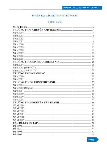 Bộ đề thi vào Lớp 6 môn Toán