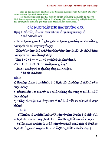 Các dạng toán thường gặp Lớp 4, 5
