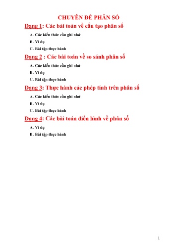Chuyên đề Toán Lớp 4: Phân số
