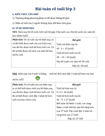 Một số bài toán về tuổi Lớp 3