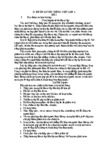 35 Đề ôn luyện môn Tiếng Việt Lớp 4
