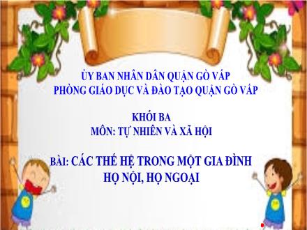 Bài giảng Tự nhiên và Xã hội Lớp 3 - Các thế hệ trong một gia đình, họ nội họ ngoại